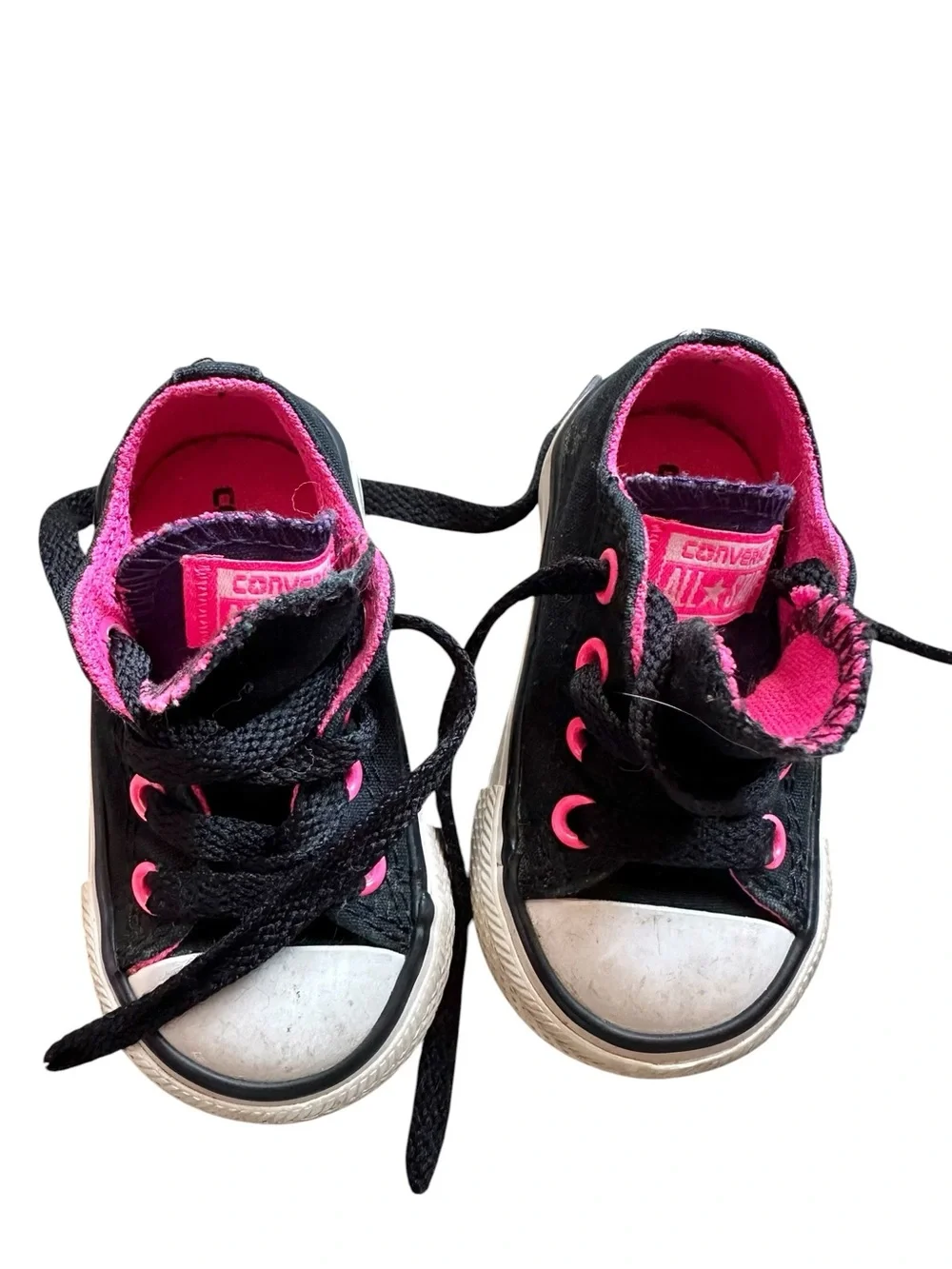 Converse Chuck Taylor All Star Double Tongue sneakers baby size 3 black w/ pink